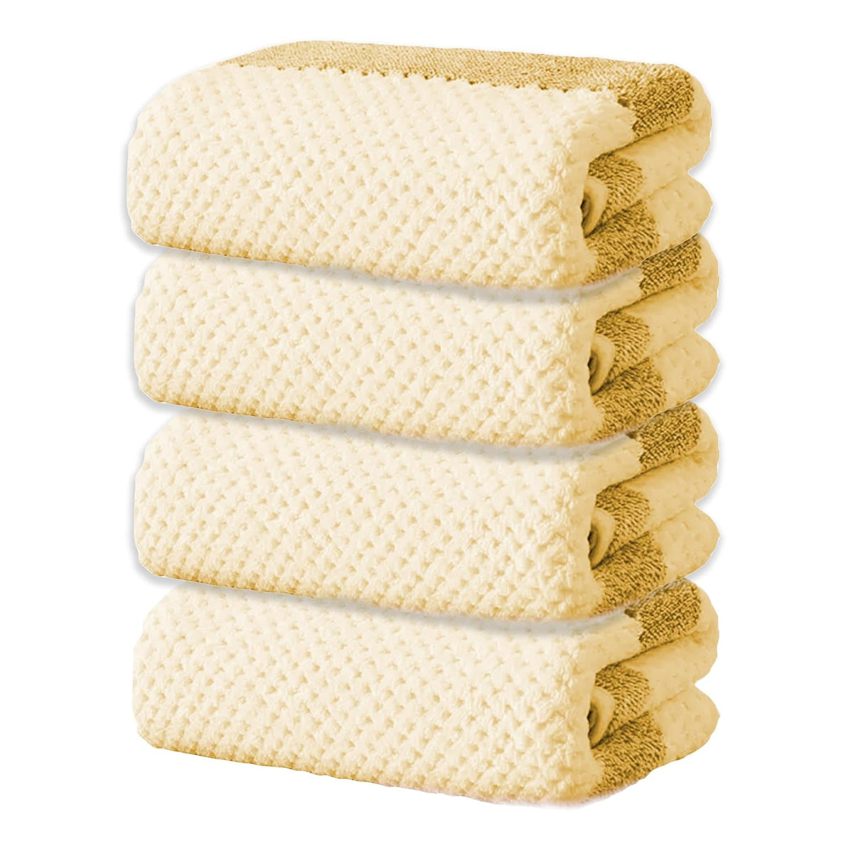 Black Gold The Finer Touch Soft Hand Towel 800 Gsm | Ultra Absorbent, Quick Drying, Cotton-Feel Microfiber Yellow & White Stripes -Pack Of 4