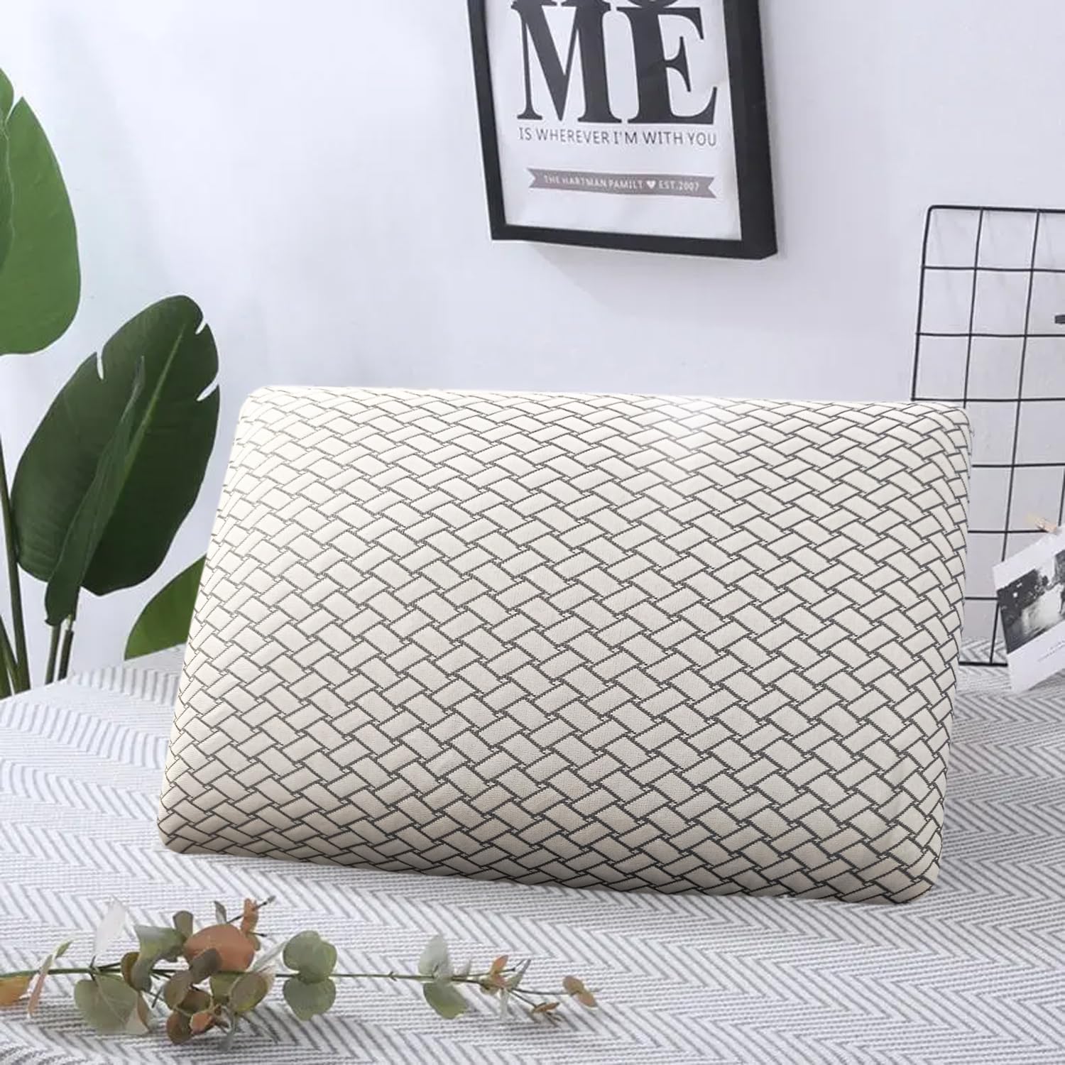 100% Natural Latex Regular Sleeping Bed Pillow, Soft Luxury Pillow, White - 40 X 60 Cm | For Side, Back & Stomach Sleepers | Medium Firmness Pillow - Breathable Jacquard Fabric Cover