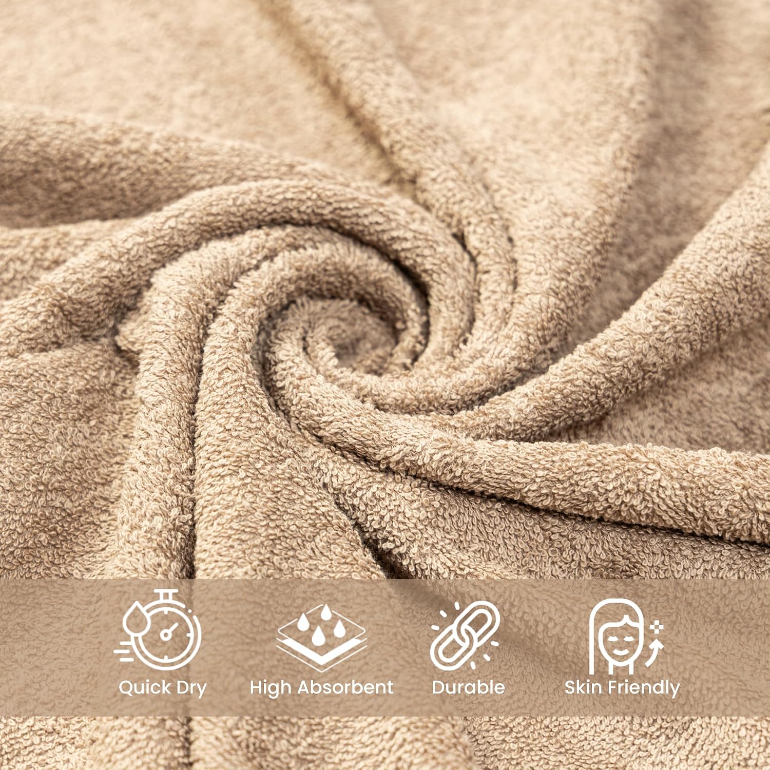 Akiko Home 100% Cotton Essential Series Bath Towel 400 Gsm | Soft, Absorbent, Quick Dry & Durable, Large Size Towel Pack Of 2 (Beige)