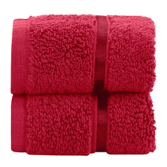 Spread Spain 100% Cotton Face Towel 600 Gsm | Roman Face Towel Super Absorbent Soft & Quick Dry Towels (Red) -Set Of 2