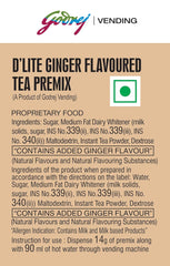 Godrej Vending Ginger Flavoured D'Lite Instant Tea Premix - 1 Kg, 35.2 Ounce | 3 In 1 Tea Piping Hot Tea - Easy To Use, Suitable For Vending Machine
