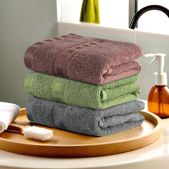 Kuber Industries Pack Of 3 Cotton Hand/Face Towels For Men & Women | Easily Washable | Workout Gym Napkins For Men | Pocket Towel (Grey-Green & Brown)