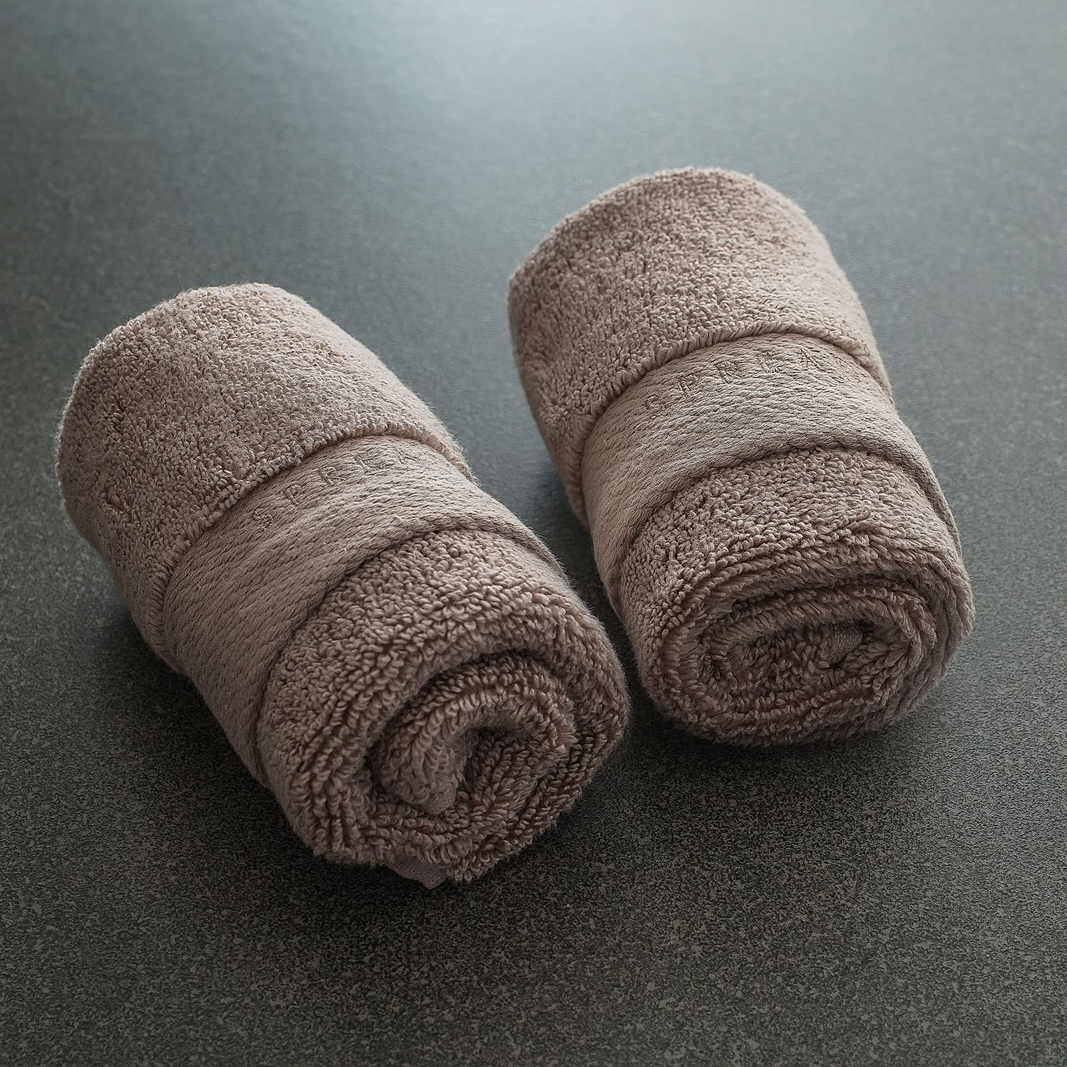 Spread Spain Resort Luxury Hotel & Spa Quality Luxurious Cotton Face Towel 720 Gsm Maximum Softness & Absorbency, Ultra-Durable - Cobble Stone (2 Piece)