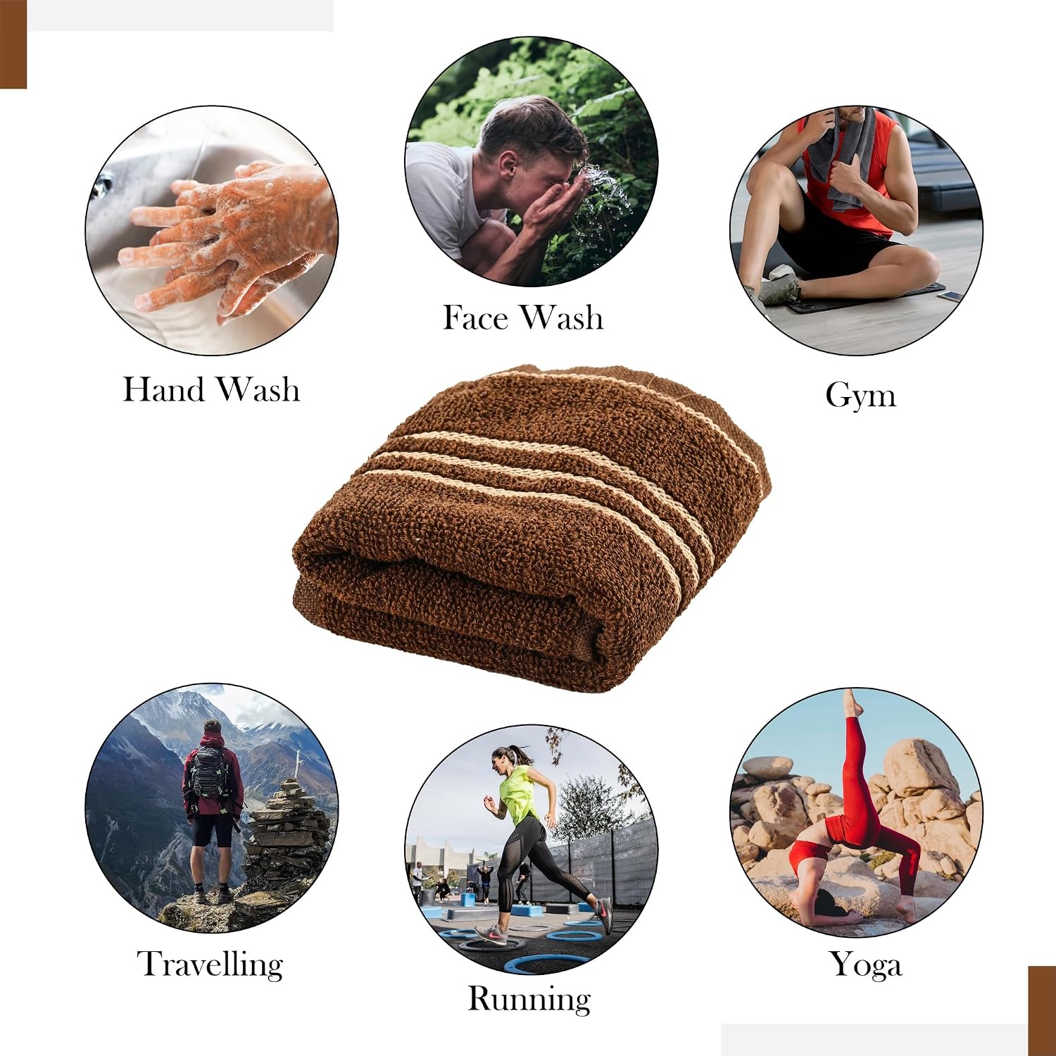Kuber Industries Soft Cotton Face Towels 2400 Gsm | For Men & Women Easily Washable Pocket Towels & Workout Gym - Dark Brown & Blue (Pack Of 12)