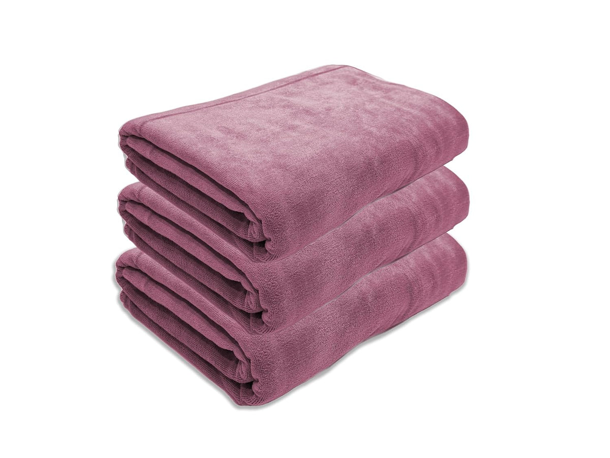 Black Gold The Finer Touch Oversized Microfiber Bath Towel 1800 Gsm | Soft Quick-Dry Microfiber Towel For Men & Women (Mauve Pink)- Pack Of 3