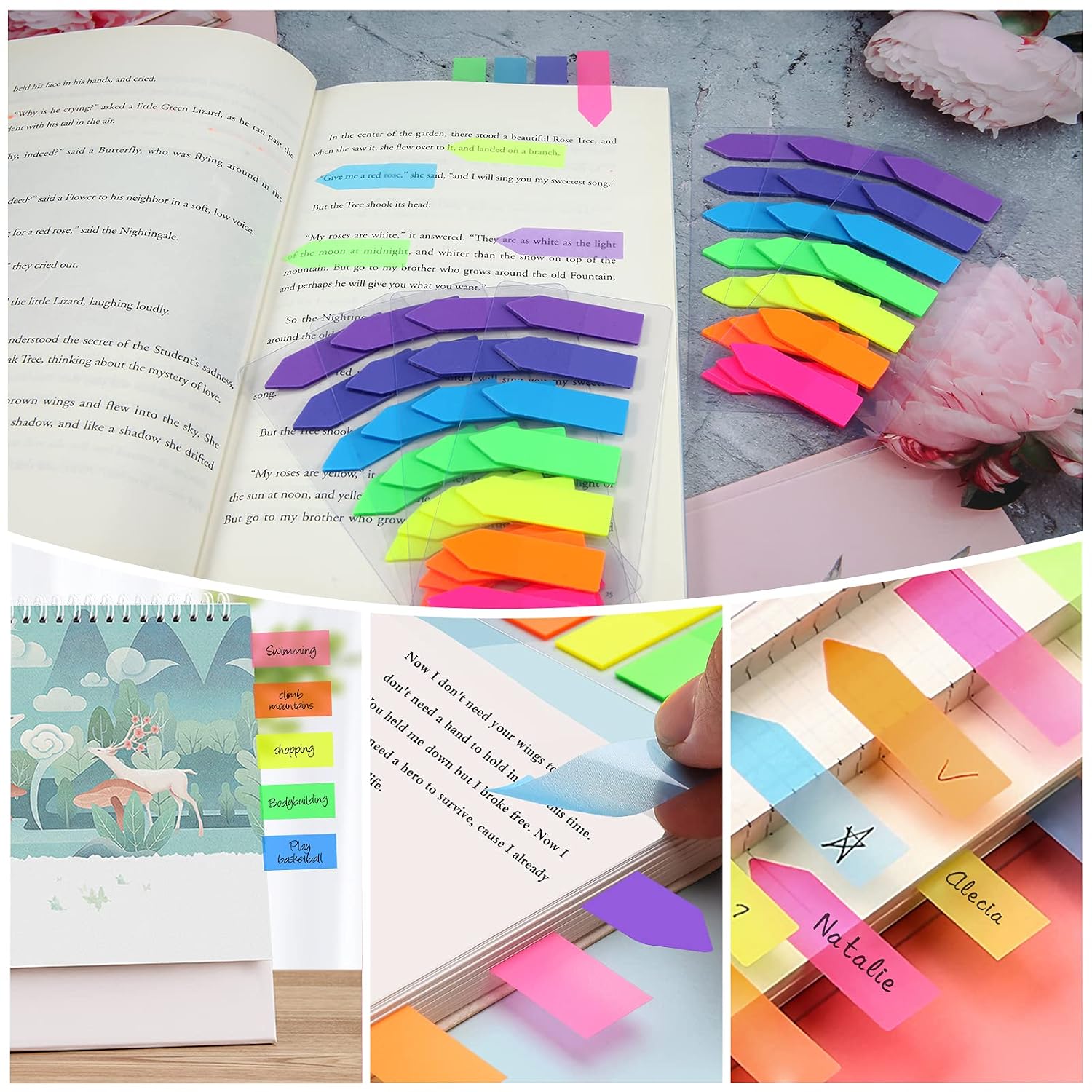 980 Pcs Sticky Notes Flags, 7 Color Index Tabs Index Flag Bright Colors Page Index Stickers