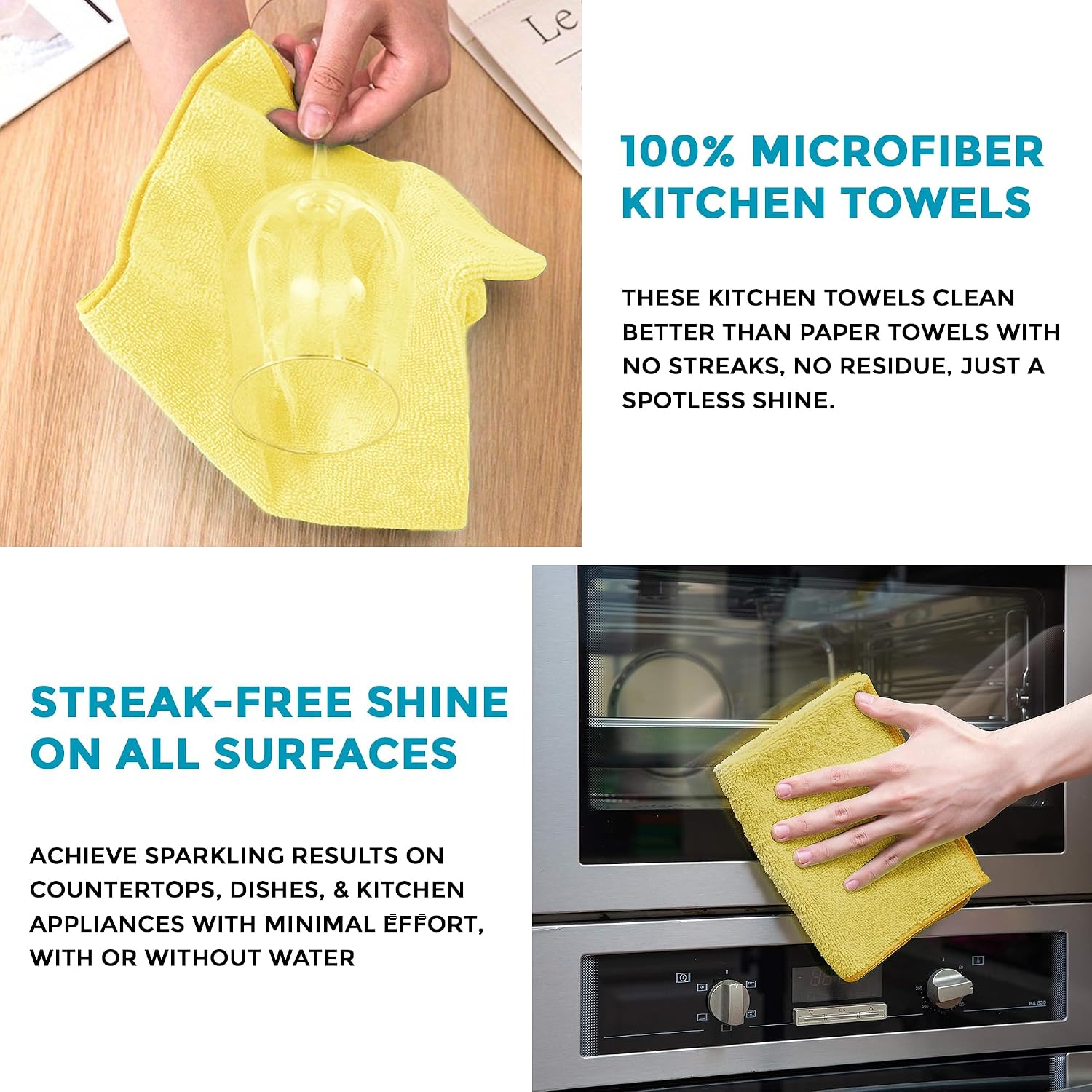 Story@Home Microfiber Cleaning Cloths 360 Gsm | Highly Absorbent, Lint & Streak Free, Multi -Purpose Wash Cloth (Yellow)- Set Of 4