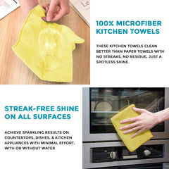 Story@Home Microfiber Cleaning Cloths 360 Gsm | Highly Absorbent, Lint & Streak Free, Multi -Purpose Wash Cloth (Yellow)- Set Of 4