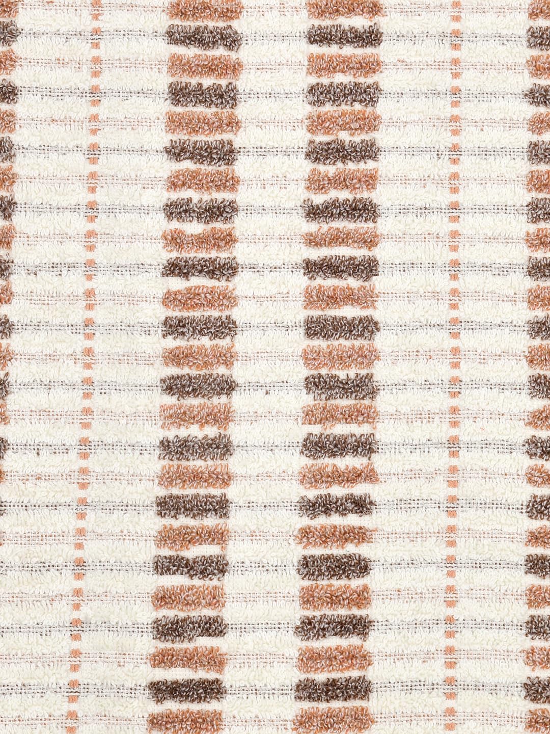Homefresh Decorative Cotton Bath Towel 500 Gsm | Geometric Pattern Brown & White (Fossil)