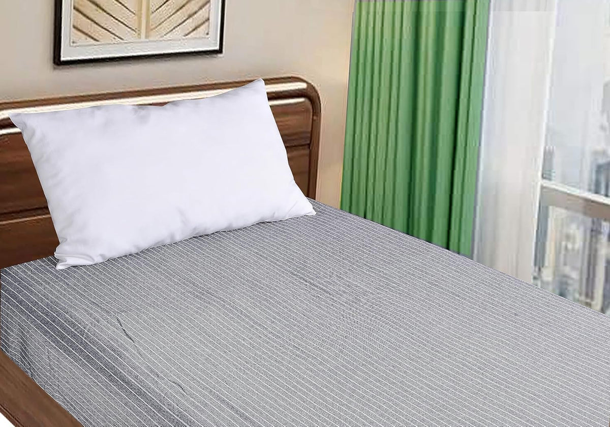 100% Soft Cotton Bedsheet For Single Bed - 60 X 90 Inches, Grey | 400 Thread Count Soft, Durable & Long Lasting - Super Comfortable Touch Bedsheet