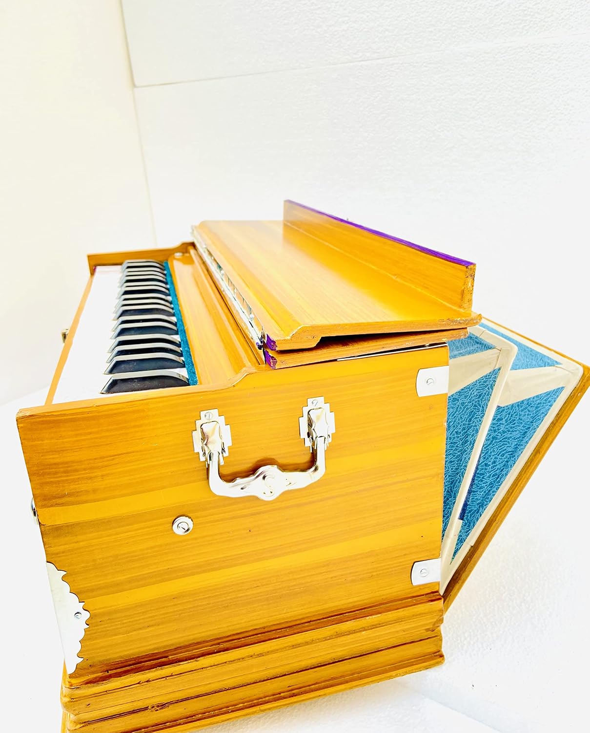 Musical Instruments Harmonium - 7 Stopper, Double Bellow, 39 Keys, Two Reeds (Base- Male) | Tuning 440 Standard Pitch - Two Side Carry Handles, Jaali Frame On Keys