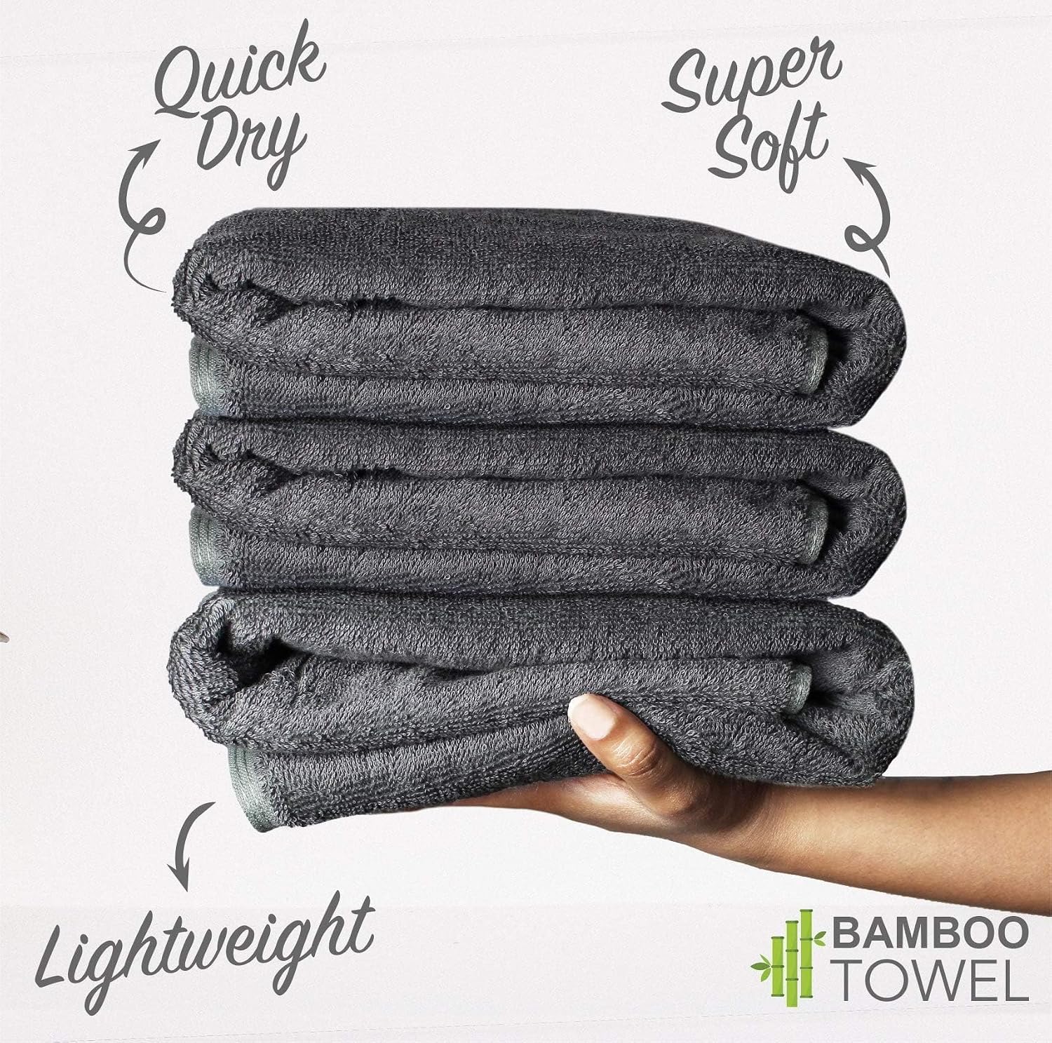 Heelium Bamboo Bath Towel 3x Softer & Quick Drying 400 Gsm (Grey)