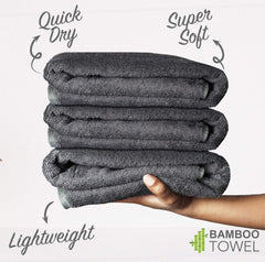 Heelium Bamboo Bath Towel 3x Softer & Quick Drying 400 Gsm (Grey)