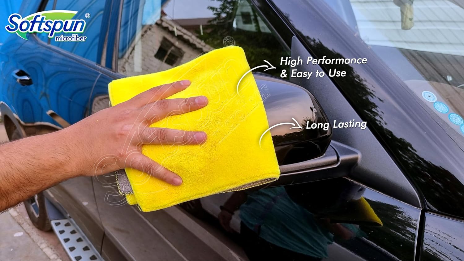 Softspun Microfiber Cloth Towel 1500 Gsm | Extra Thick Microfiber Cleaning Cloths Perfect For Bike, Auto, Cars Both Interior & Exterior (Yellow & Grey)- Pack Of 4