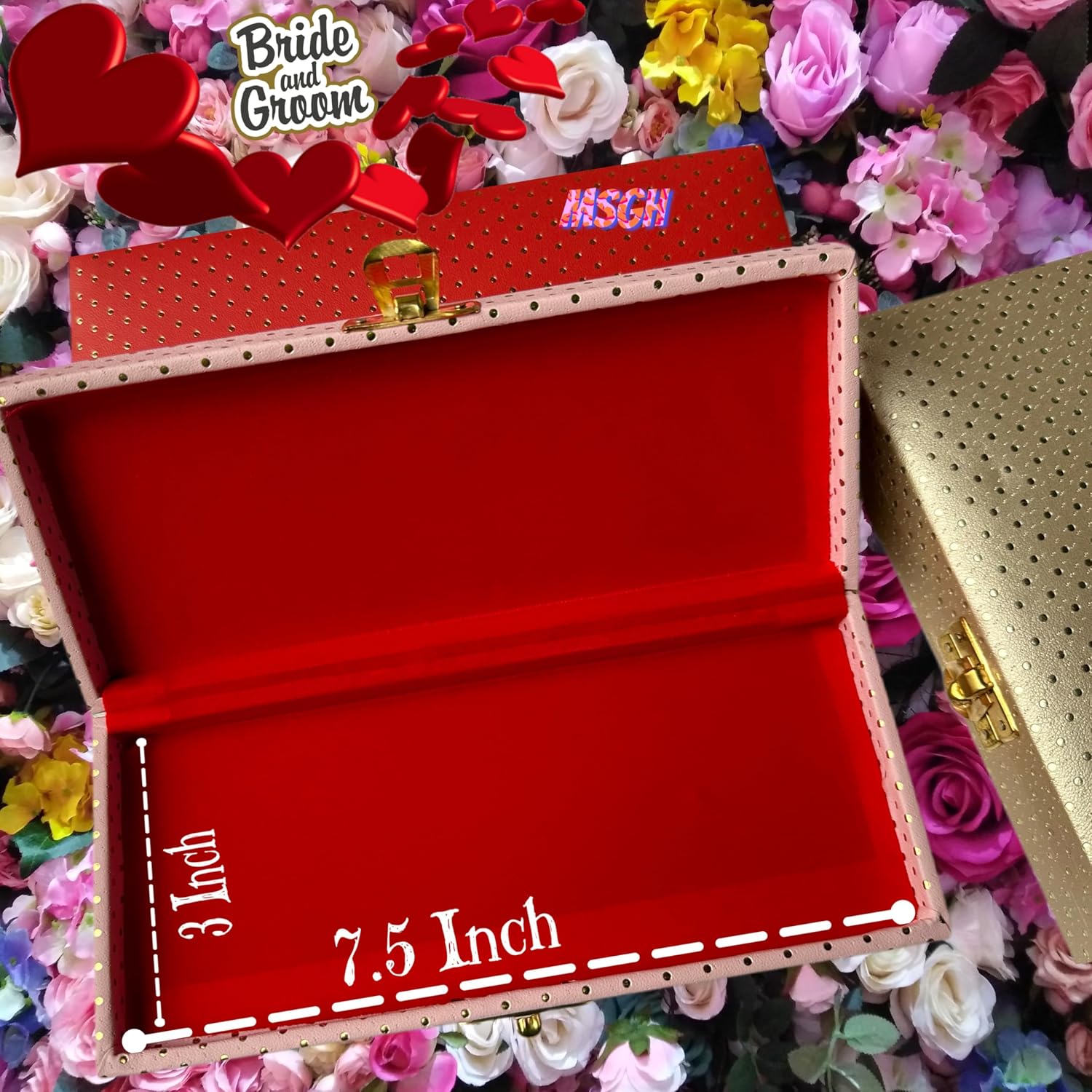 Designer Premium Mdf Wedding Box/Cash Box, Shagun Box, Decorative Box, Money Box, Gaddi Box 20 X 9 X 4cm, Colour - Pink , Style - Elegant