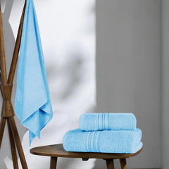 Boutiquo 100% Cotton Bath, Hand & Face Towel 900 Gsm | Eco-Friendly Towels For Men & Women, Ultra Soft & Highly Absorbent - Sky Blue (Pack Of 3)