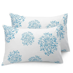 1 Single Bedsheet With 1 Pillow Cover | Durable & Long Lasting Fabric, Easy Hand & Machine Wash | Size - 55 X 88 Inches, White & Blue