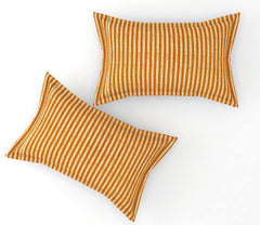 Fitzy 280 TC Fitted Bedsheet Single Size - 36 X 78 + 10 Inches, Beige & Mustard With 1 Pillow Cover | Super Soft Premium Brushed Glace Cotton Bedsheet, Breathable & Wrinkle Free