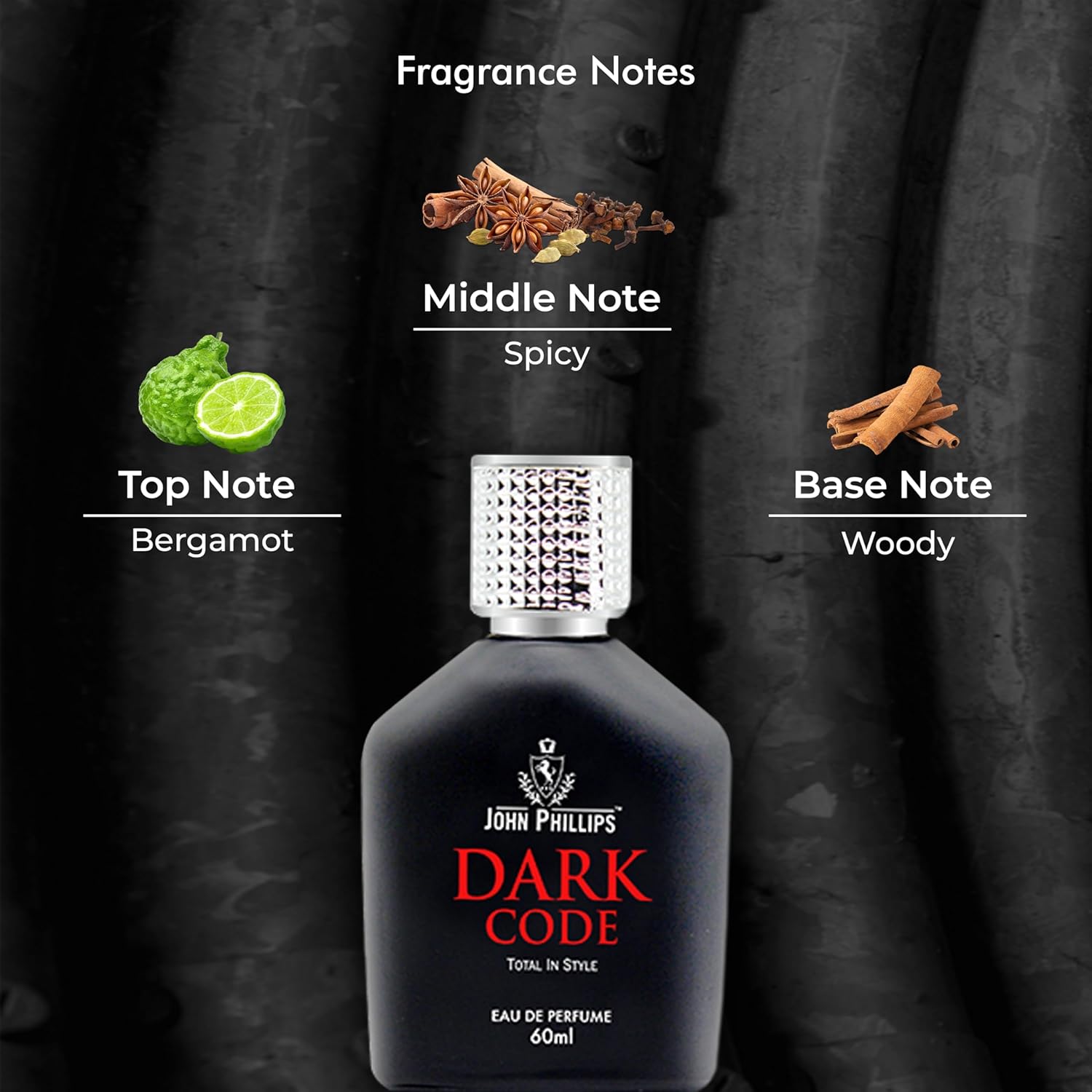 John Phillips Black Cherry 100ml 3.4 Fl.oz. & Dark Code Eau De Perfume 60ml 2 Fl.oz. | Combo Of 2 For Men