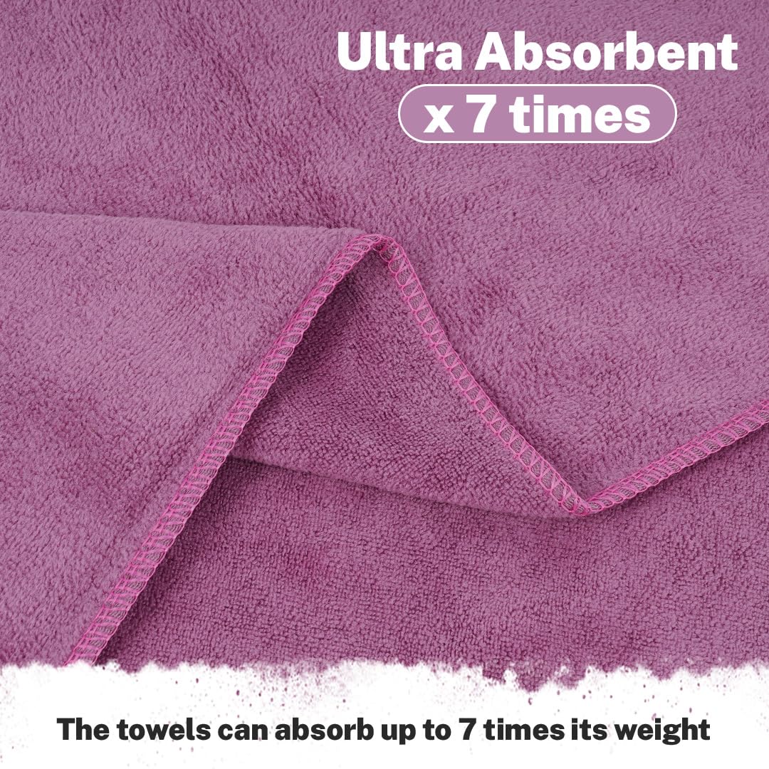 Fezora Microfiber Bath Towel 400 Gsm | For Men & Women Soft & Absorbent Weft Knitting Towels | Quick Dry Large Size Towel (Wine & Grey) - 2 Piece