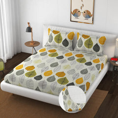 Premium Heavy Cotton Elastic Fitted Bedsheets With 2 King Size Pillow Covers | 72 X 78 Inches, White - Double Bed With All Around Elastic | 350 Thread Count