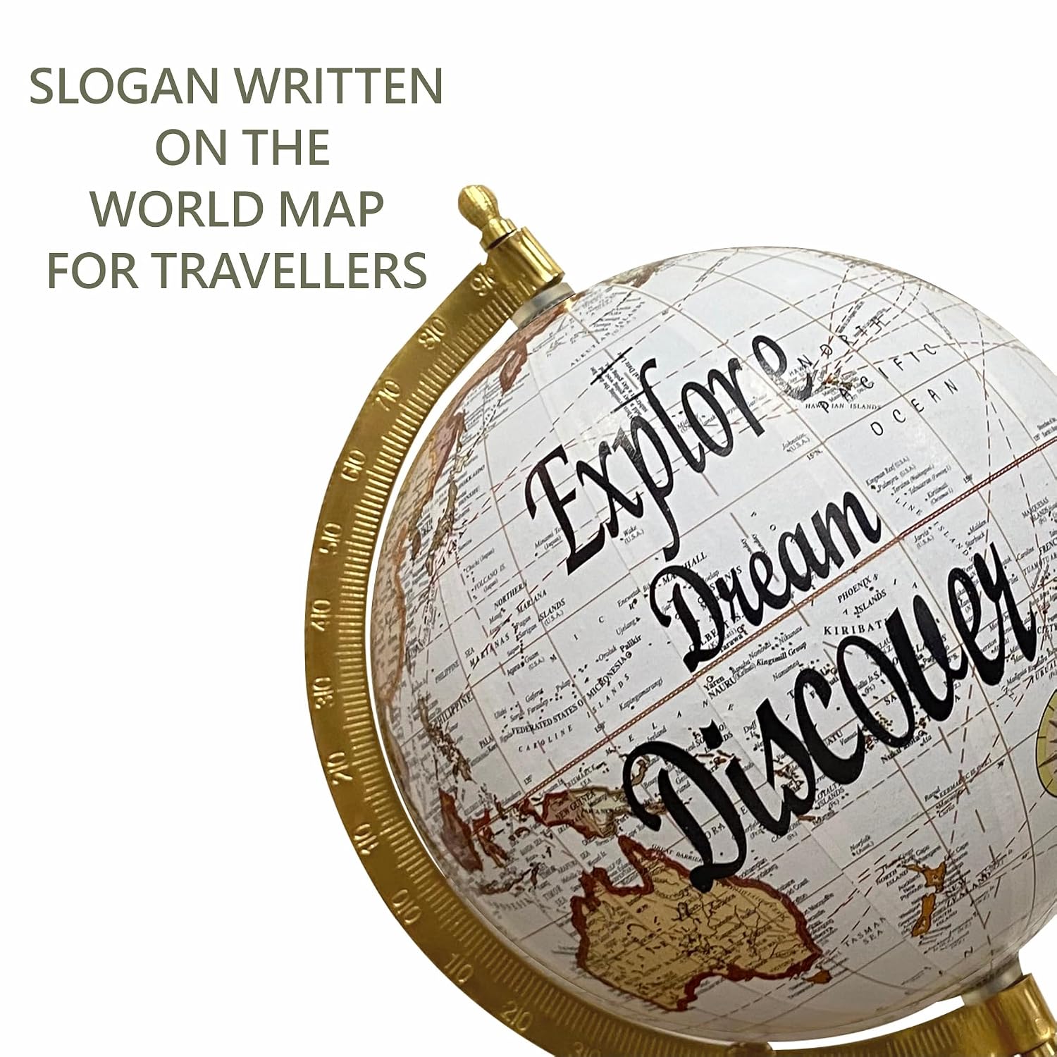 Small World Map Rotating Globe 6 Inch With Elegant Wood Box For Home Decor, Office Desktop Table, Showpiece, Traveler Geography - White, Pack Of 1