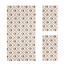 Mafatlal Madhuban Premium Waffle Cotton 1 Bath & 2 Hand Towel 700 Gsm | Hand Printed Floral Design Lightweight, Quick Dry Towel (Foliage) - 3 Pcs
