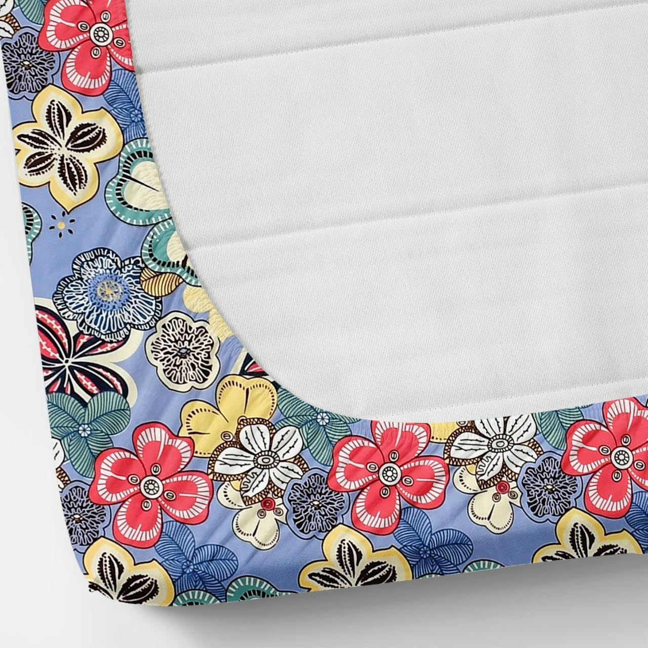 Elastic Fitted 1 Single Bedsheet With 1 Pillow Cover | 36 X 78 Inches, Multicolor - Breathable & Durable, Soft Touch & Perfect For All Seasons