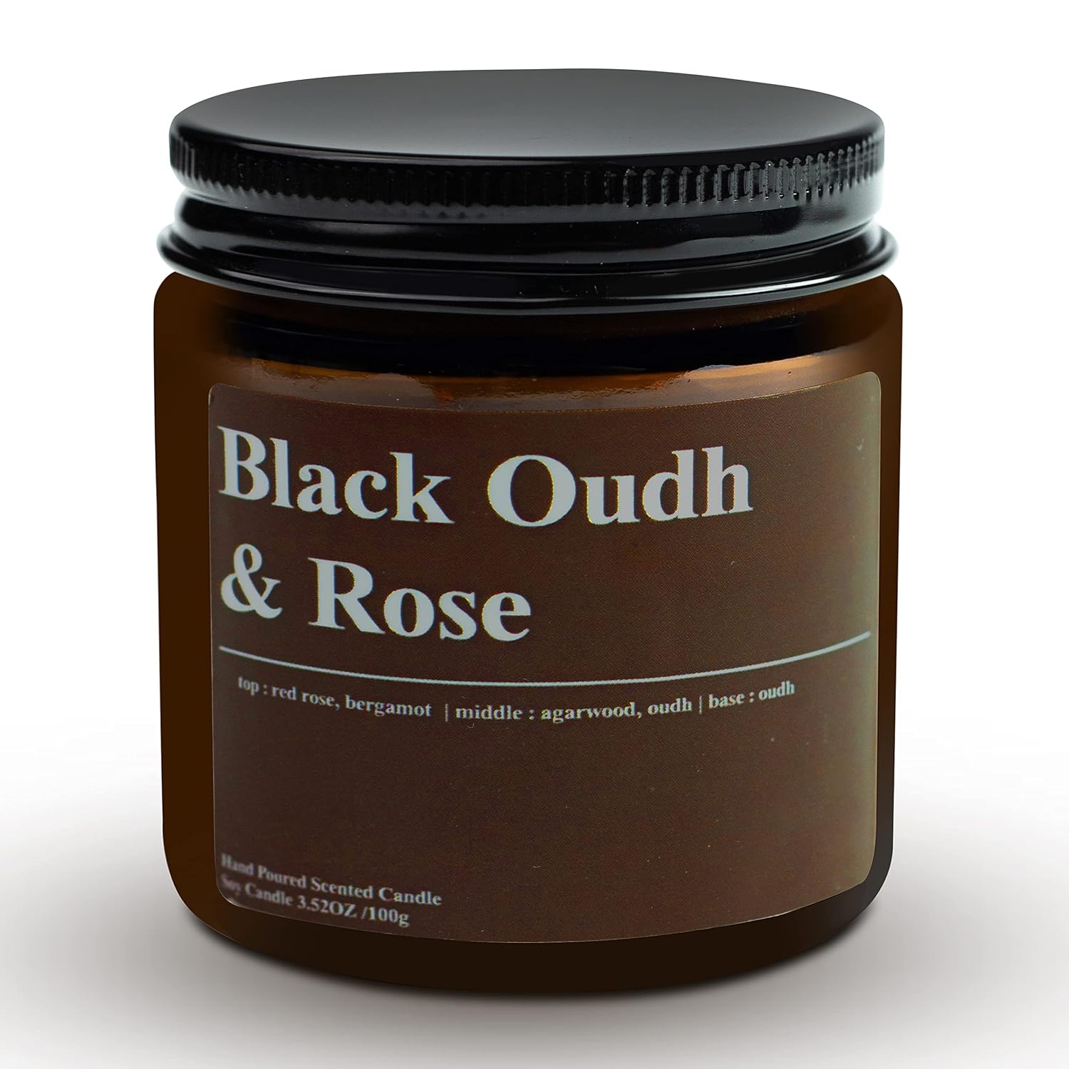 BLACK OUDH & ROSE SOY WAX AMBER JAR CANDLE | VOTIVE CANDLE BEST FOR GIFT CANDLE