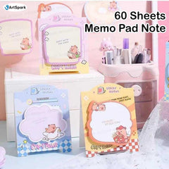 Capybara Sticky Notes – 60 Sheets Kawaii Memo Pads, Self-adhesive Sticky Notes For Study, Writing