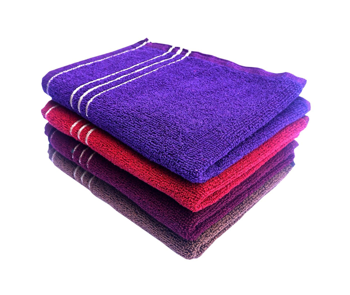 Space Fly Cotton Hand Towel 600 Gsm | Kitchen Hand Towels (Blue, Brown, Red & Purple) - Set Of 4
