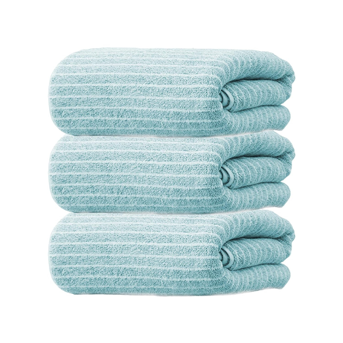 Black Gold The Finer Touch Microfiber Striped Hand Towel 600 Gsm | Soft & Quick Dry, Lightweight & Absorbent Face Towel (Green) - Pack Of 3