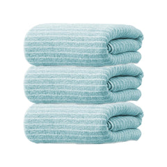 Black Gold The Finer Touch Microfiber Striped Hand Towel 600 Gsm | Soft & Quick Dry, Lightweight & Absorbent Face Towel (Green) - Pack Of 3