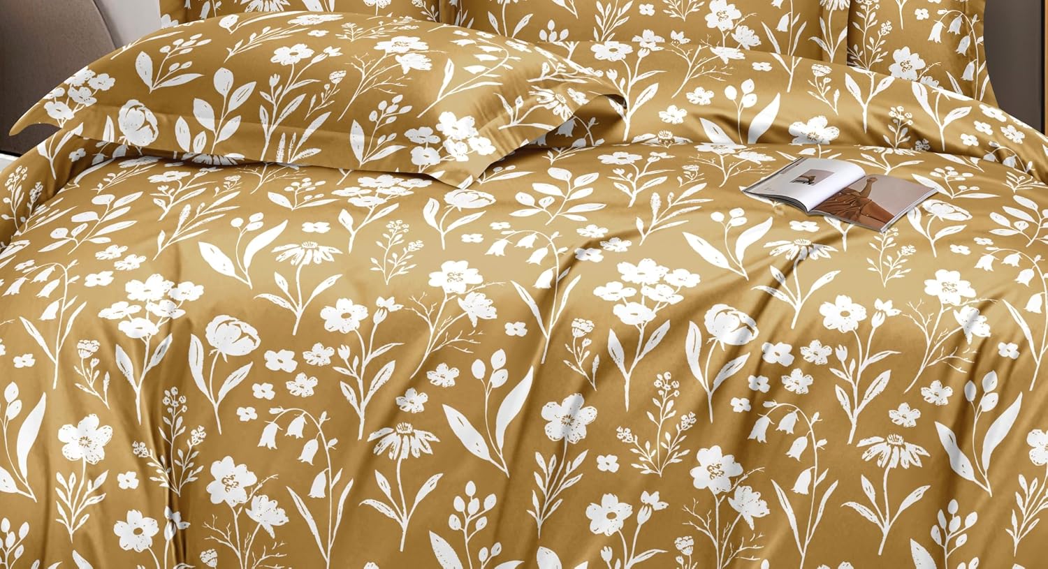 Double Bedsheet For King Size With 2 Pillow Cover + Comforter (72 X 78 Inches, Brown) | Super Soft Glace Cotton Elastic Fitted All Around | Soft To Touch & Light Weight