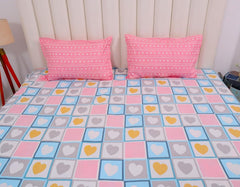 Elastic Fitted Bedsheets For King Size Bed With 2 Pillow Covers - 72 X 78 X 8 Inches, Pink | Ideal For Hotel, House, Guest House