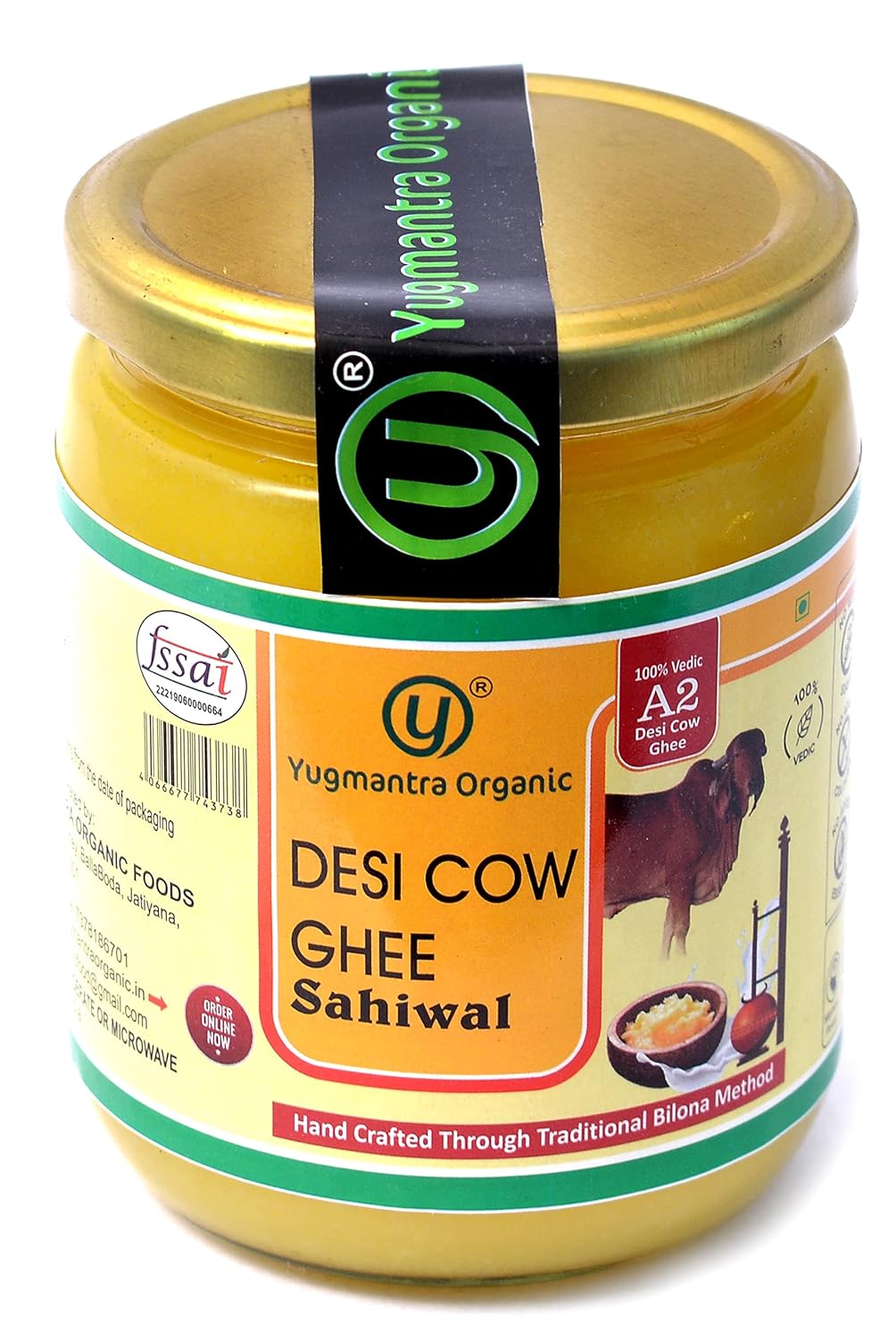 Premium A2 Danedar Desi Sahiwal Cow Ghee By Yugmantra Organic Foods | Healthy & Delicious Desi Ghee For Daily Pooja & Daily Kitchen Dishes | 1500ml (500ml * 3) 50.7 Ounce | Jar Pack
