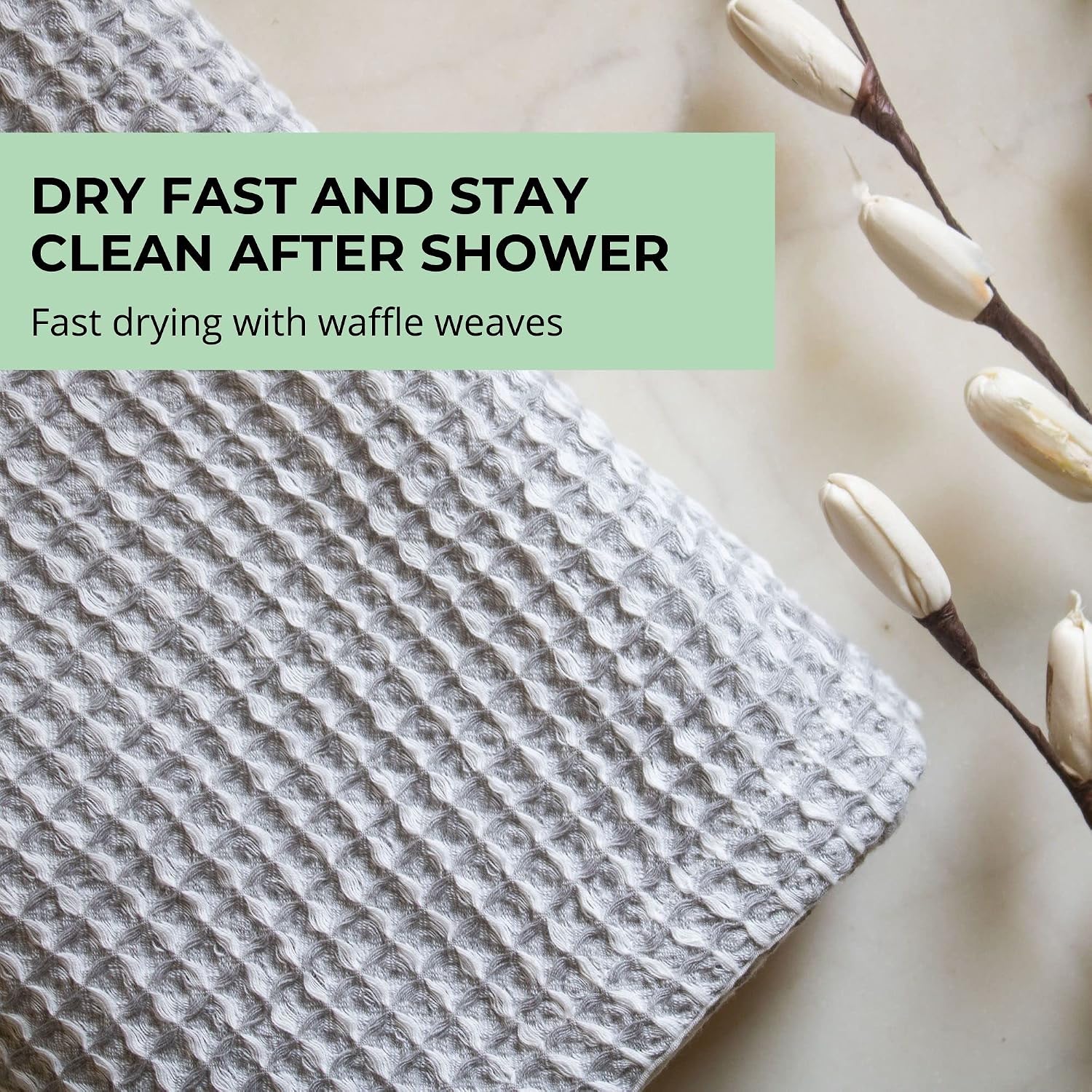 Hamelin The Ezra Waffle Weave Bath Towel 280 Gsm | Cotton Lightweight & Highly Absorbent | Gym Towel Soft Touch, Quick Dry Towels For Bath Large Size (Pearl White)