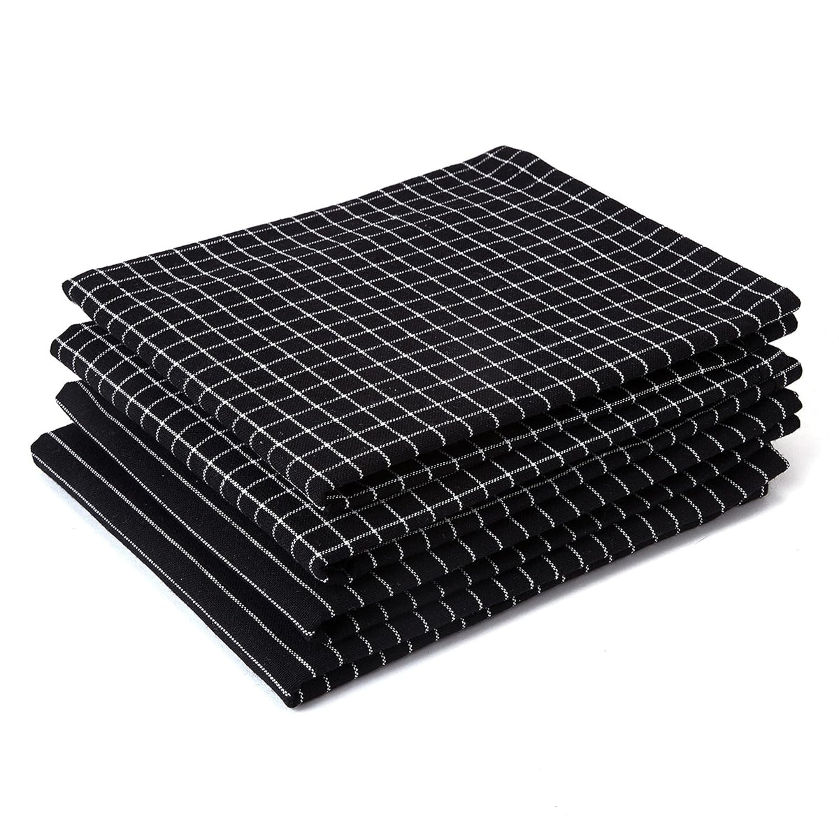 Encasa Xo Kitchen Cooking Cloth 340 Gsm | Cotton Hand Towel For Drying Dishes Highly Absorbent Cleaning & Quick Drying Of Plates | Butcher Black (Set Of 4)