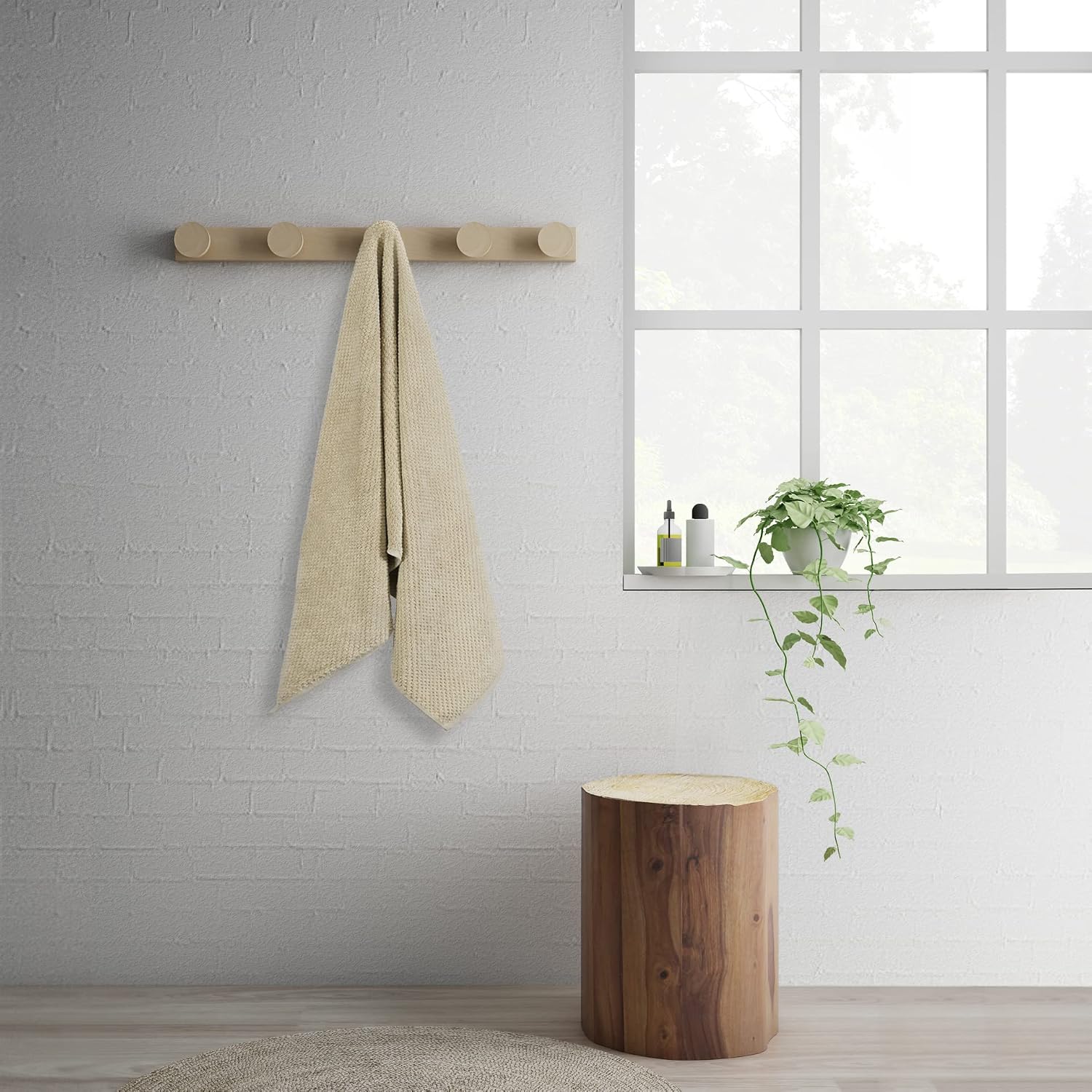 Spaces 100% Cotton Bath Towel 500 Gsm | Quick Dry Nano Spun Special Texture Bath Towels (Light Brown)