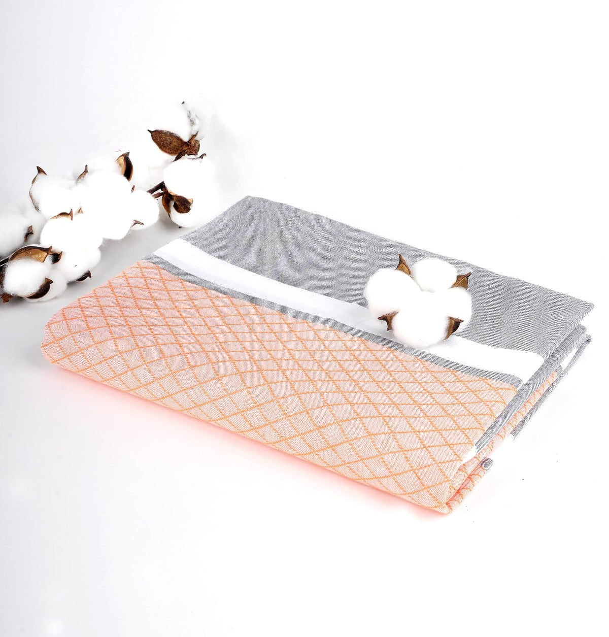 Thirsty Towel Cotton Brocade Bath Towel 250 Gsm | Quick Dry Lightweight | High Absorbent Compact (Orange Peel)