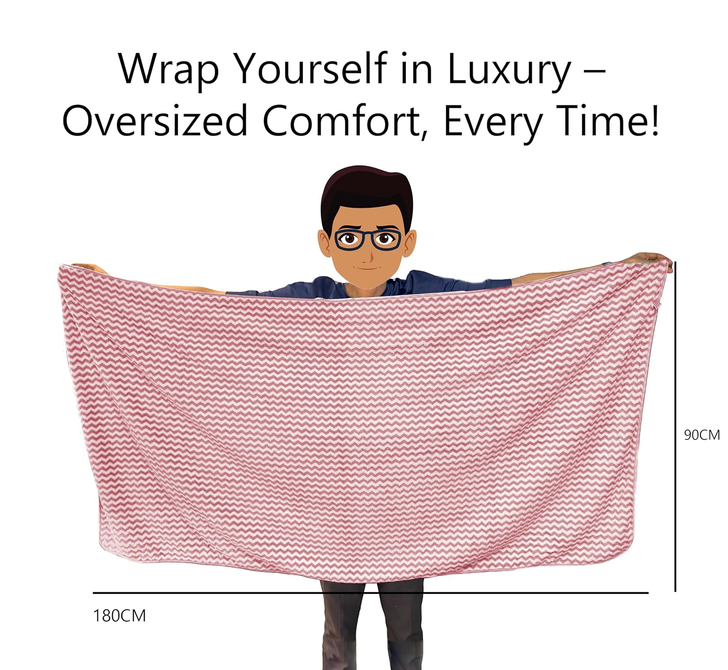 Black Gold The Finer Touch Microfiber Zigzag Bath Towel 1400 Gsm | Soft & Quick Dry Towel Lightweight & Absorbent Use For Men & Women (Pink) - Pack Of 4