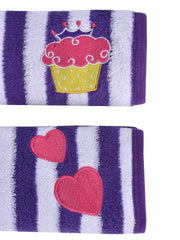 My Milestones 100% Cotton Hand Towel 400 Gsm | Ultra Soft Attractive Embroidery Appliques Cotton Soft, Absorbent Hand Towel Perfect For Face (Set Of 2)- Purple/White