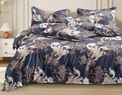 Printed King Size Double Bed Bedsheet With 2 Pillow Cover | 72 X 78 Inches, Dark Blue | All Around Elastic Fitted Bedsheet | Softness & Comfortable Rest In Any Season