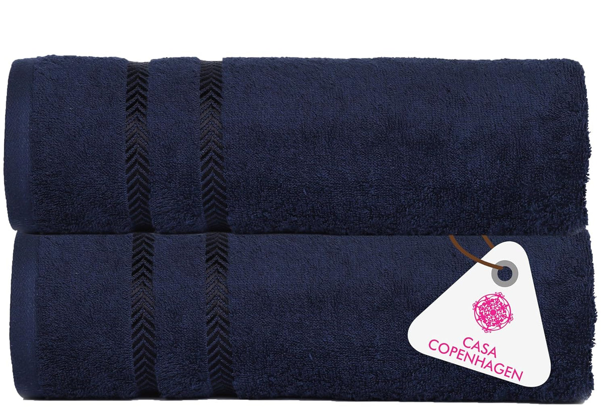 Casa Copenhagen Egyptian Cotton Exotic Hand Towel 400 Gsm (Navy Blazer)- 2 Pcs