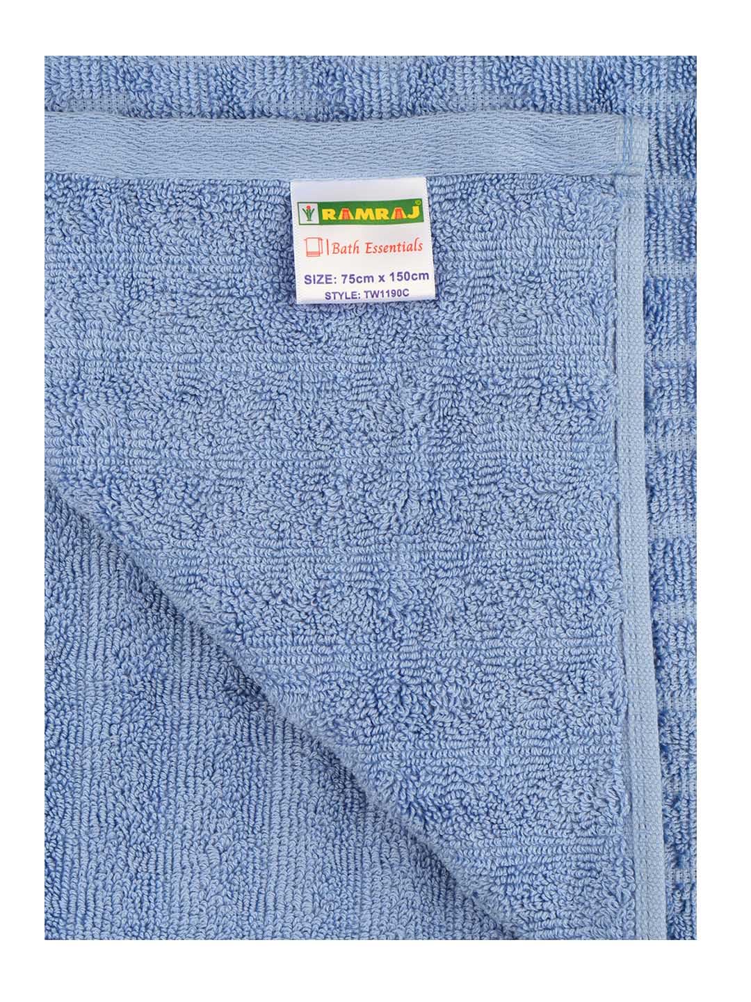 Ramraj Cotton Soft & Absorbent Terry Bath Towel 450 Gsm (Blue)