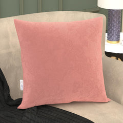 Microfiber Square Soft Pillow Cushion For Sofa & Bed, Peach - 24 X 24 Inch | Fluffy Pillow For Comfort & Back Support | Breathable, Washable | Premium Velvet Outer Cover With Zip - Pack Of 1