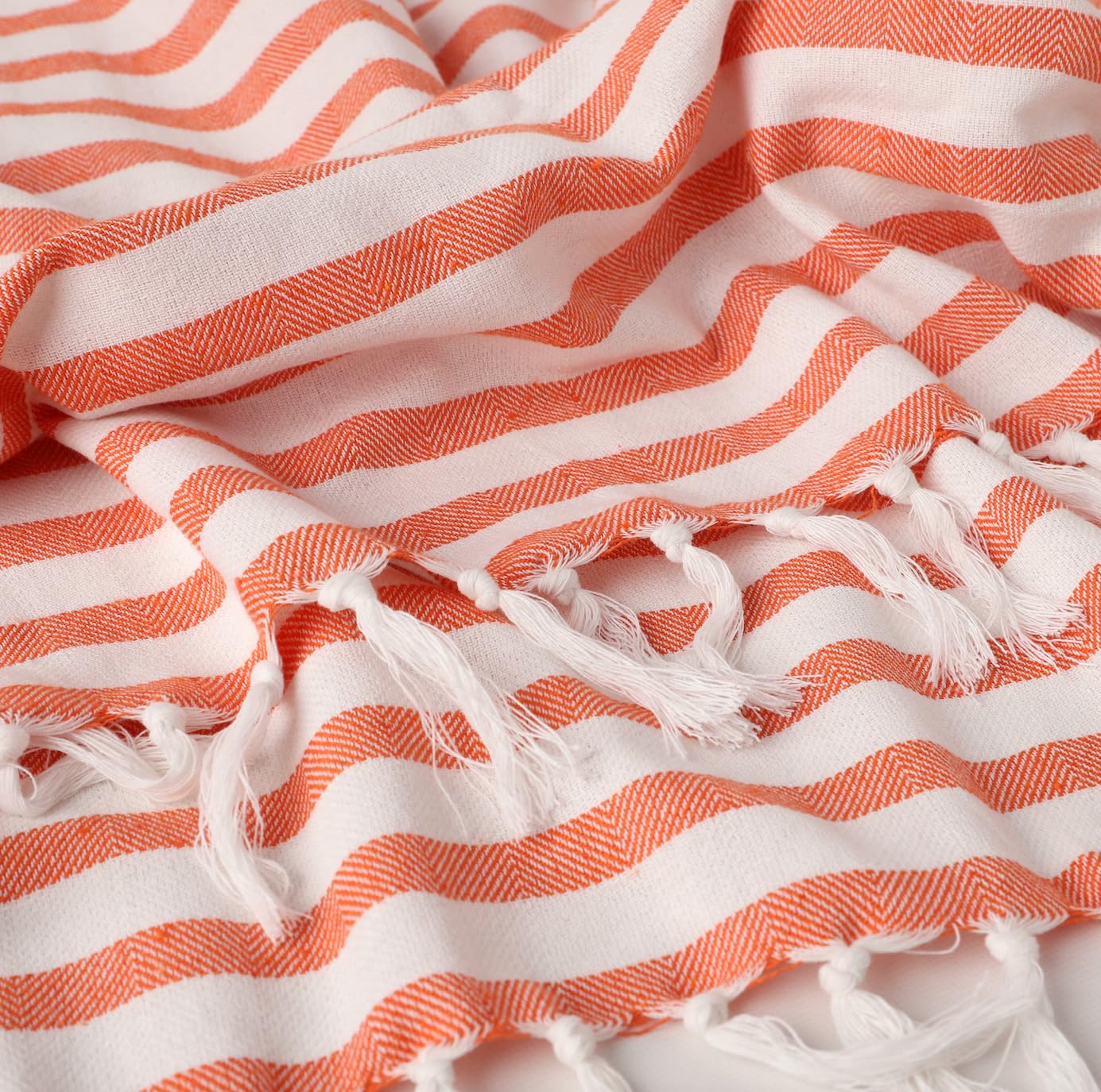 Patvy Bath Towels 490 Gsm | Light Weight Turkish Style Stripe Bath Towels For Men & Women Large Size (Orange & Lavender)- Pack Of 2