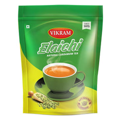 Vikram Elaichi CTC Tea Leaf - 1 Kg Pouch, 35.2 Ounce | Enriched With 100% Natural Ground Cardamom - Refreshing & Aroma Chai Patti | No Added Essence, Caffeine Free