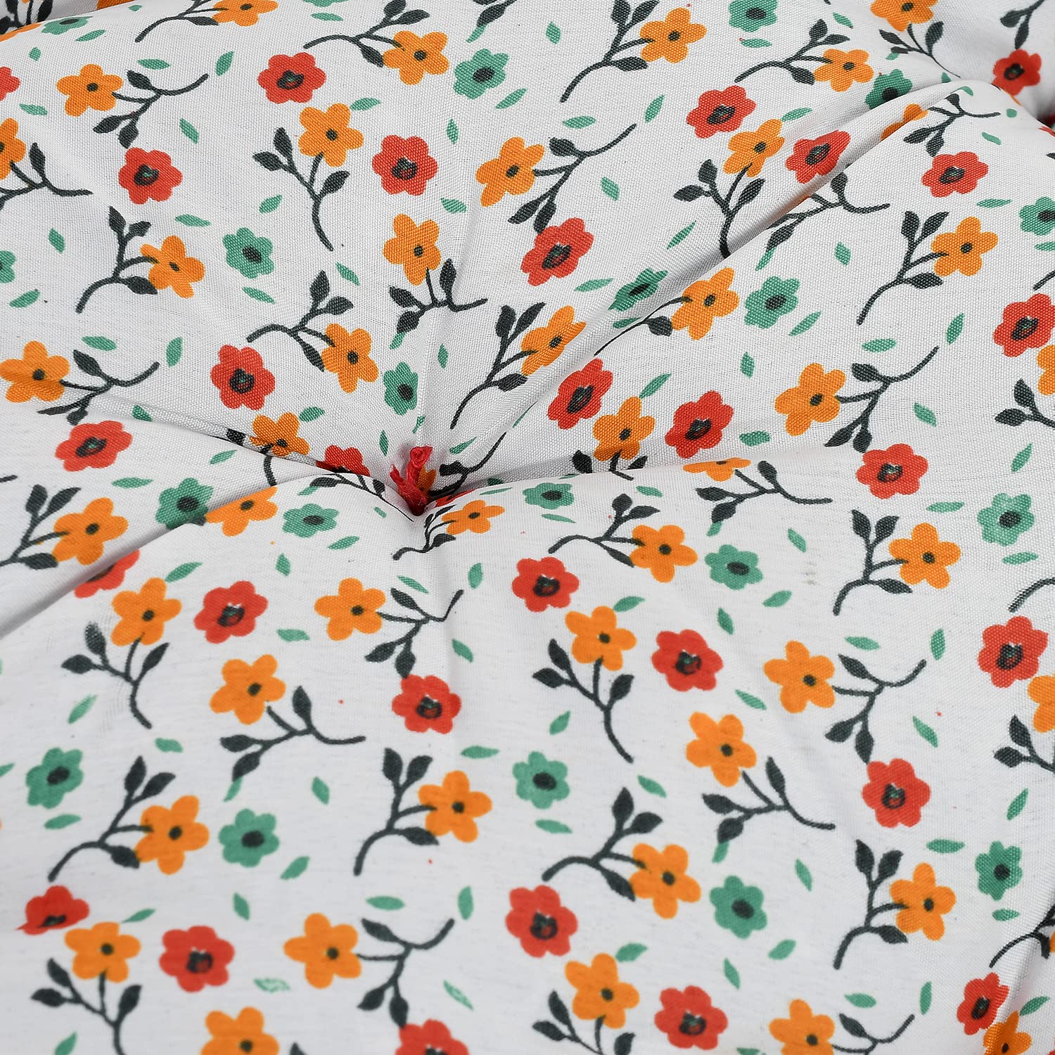 Microfiber Square Chair Pad Seat Cushion For Rocking Chair, Flower Printed, White - 18 X 18 Inch | Standard Size, For Office Chair, Dinning Chair, Indoor, Outdoor, Back Support, Washable
