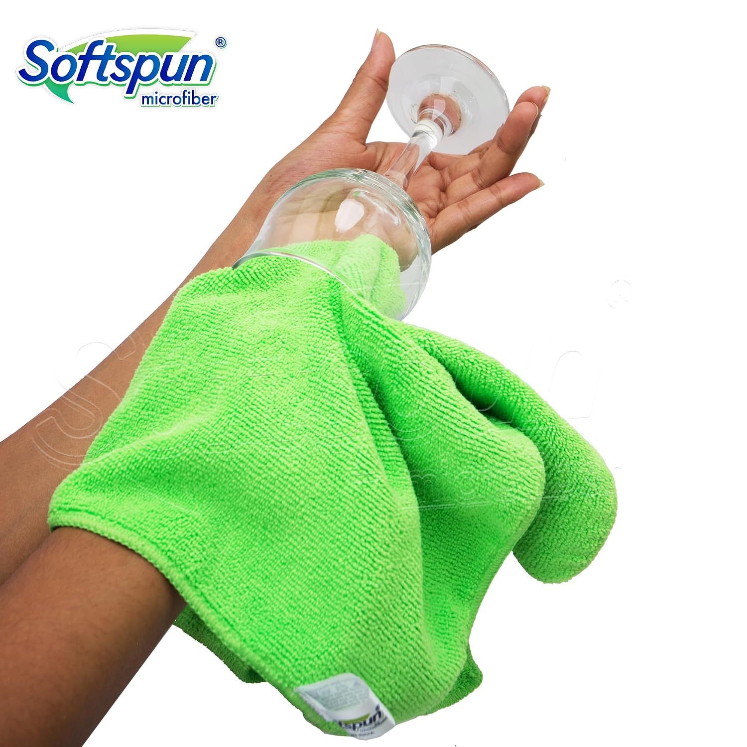 Softspun Microfiber Cloth 340gsm | Super Soft Absorbent Cleaning Towels Cleans & Polishes Everything In Your Home (Pack Of 5)- Green